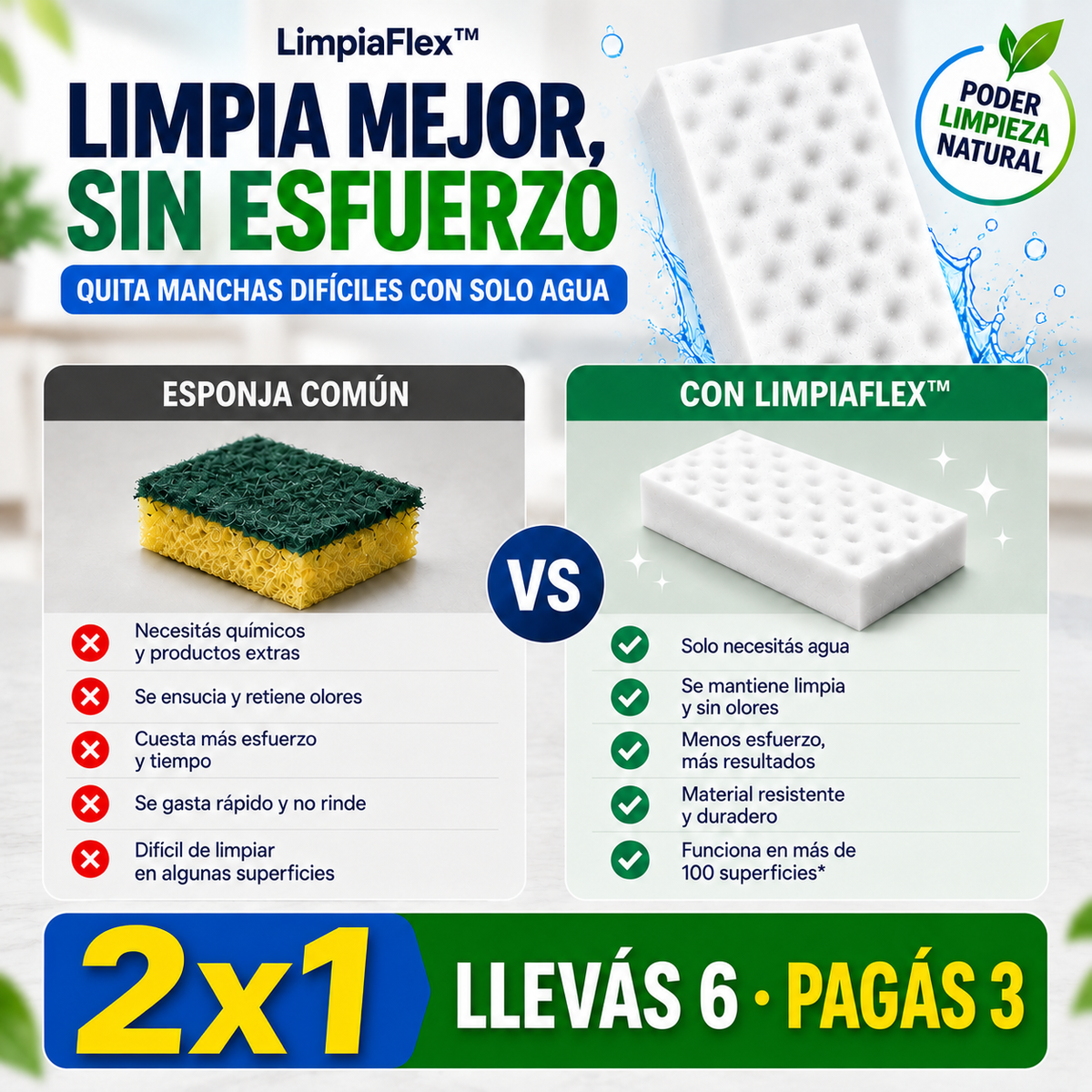 LimpiaFlex™ | Esponja Quita Manchas Multiuso para el Hogar