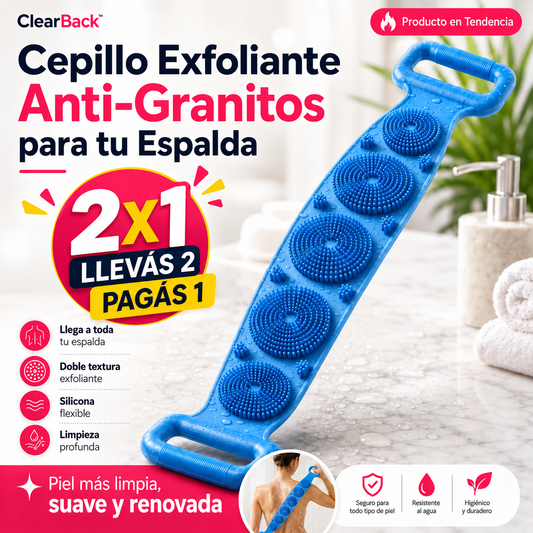 ClearBack™ | Cepillo Exfoliante Anti-Granitos para tu Espalda