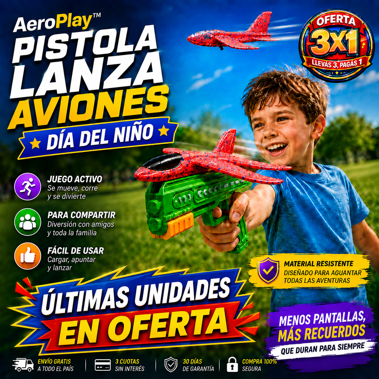 AeroPlay™ | Pistola Lanza Aviones | Este Día del Niño, Regalá Diversión de Verdad