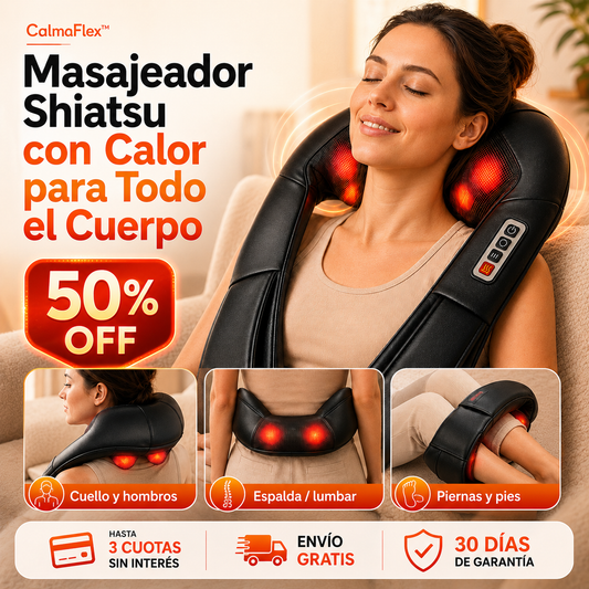CalmaFlex™ | Masajeador Shiatsu con Calor para Todo el Cuerpo