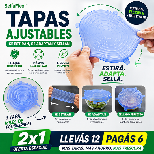 SellaFlex™ | Tapas Ajustables para Conservar Alimentos - Pack x6
