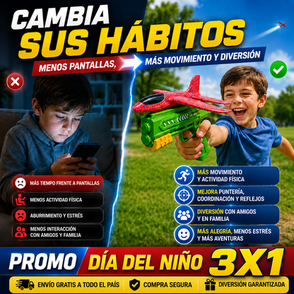 AeroPlay™ | Pistola Lanza Aviones | Este Día del Niño, Regalá Diversión de Verdad