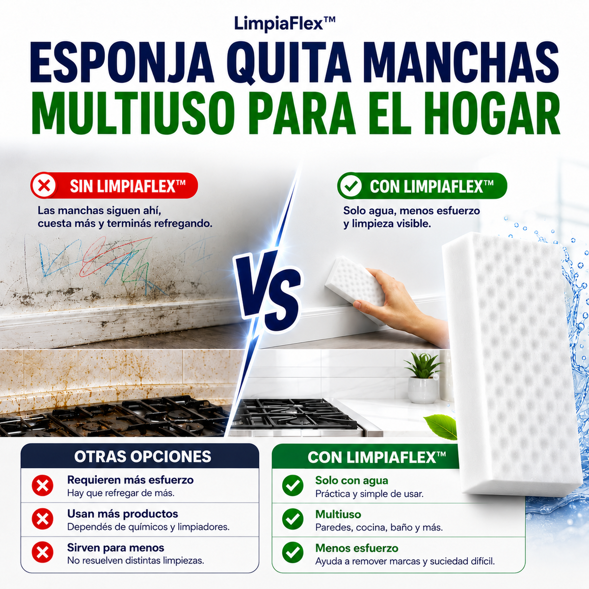 LimpiaFlex™ | Esponja Quita Manchas Multiuso para el Hogar