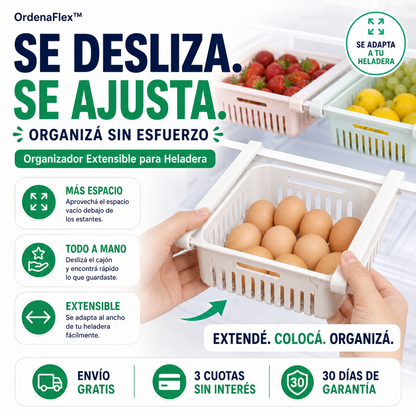 OrdenaFlex™ | Organizador Extensible para Heladera