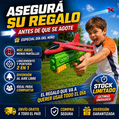 AeroPlay™ | Pistola Lanza Aviones | Este Día del Niño, Regalá Diversión de Verdad