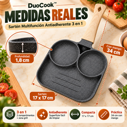 DuoCook™ | Sartén Multifunción Antiadherente 3 en 1