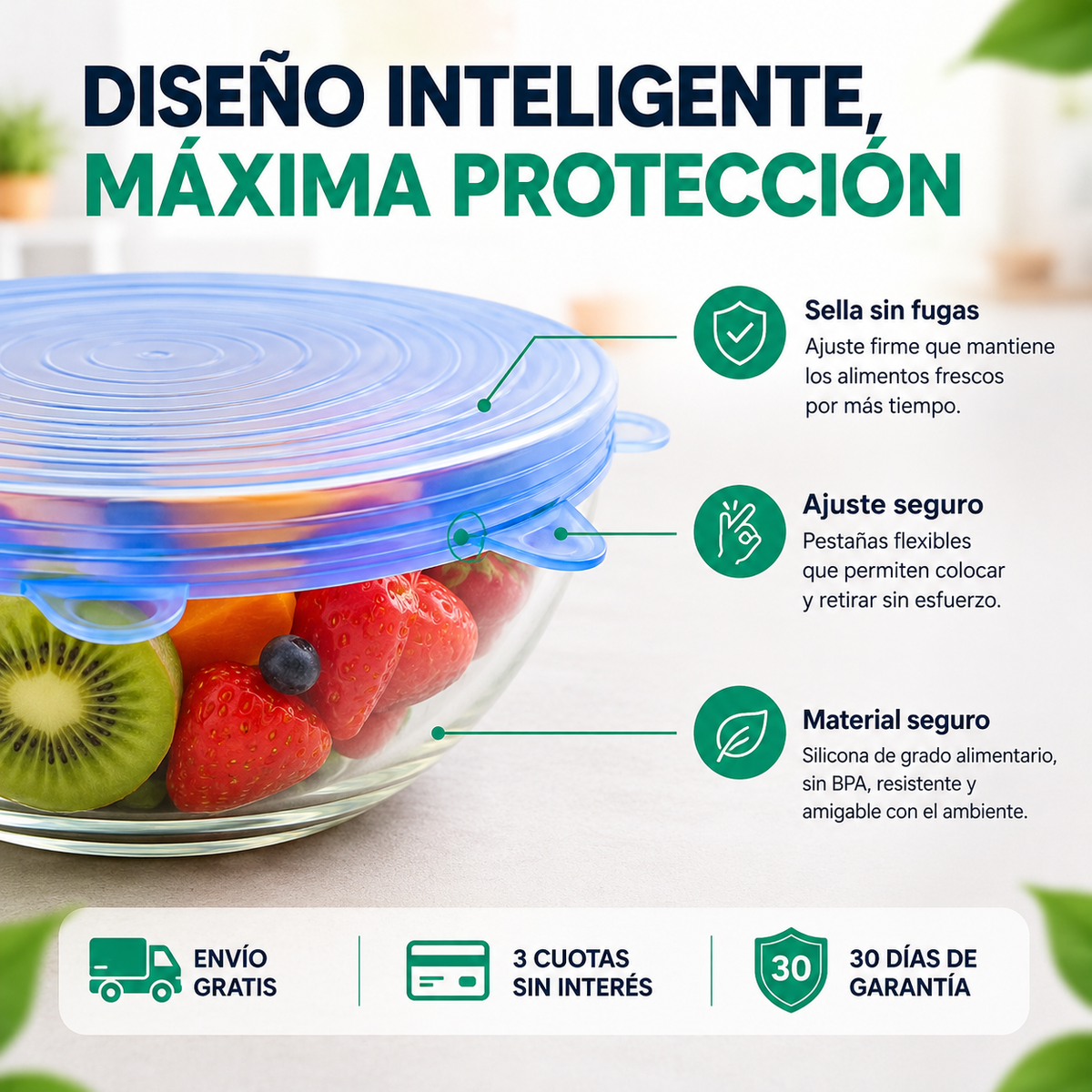 SellaFlex™ | Tapas Ajustables para Conservar Alimentos - Pack x6
