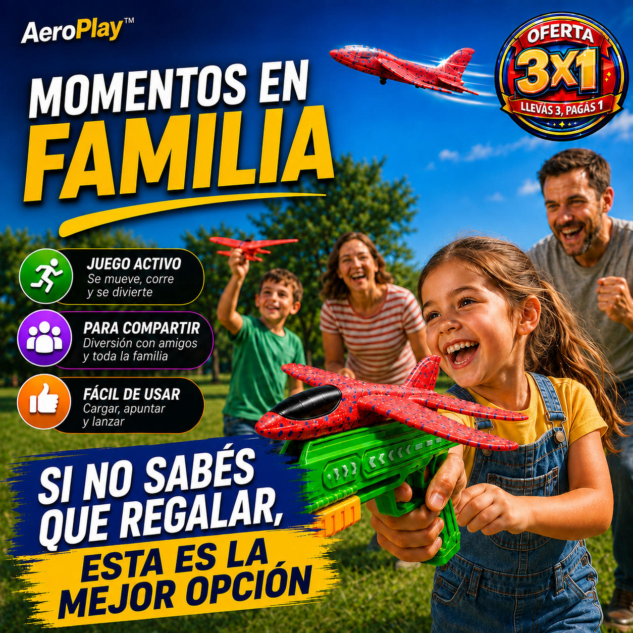 AeroPlay™ | Pistola Lanza Aviones | Este Día del Niño, Regalá Diversión de Verdad