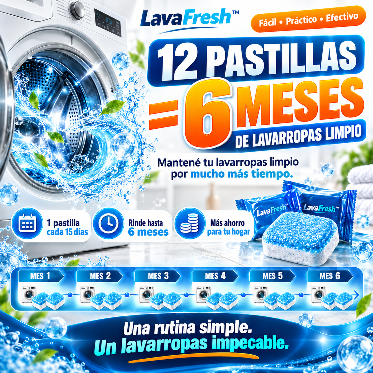 LavaFresh™ | Pastillas para Limpieza Profunda del Lavarropas