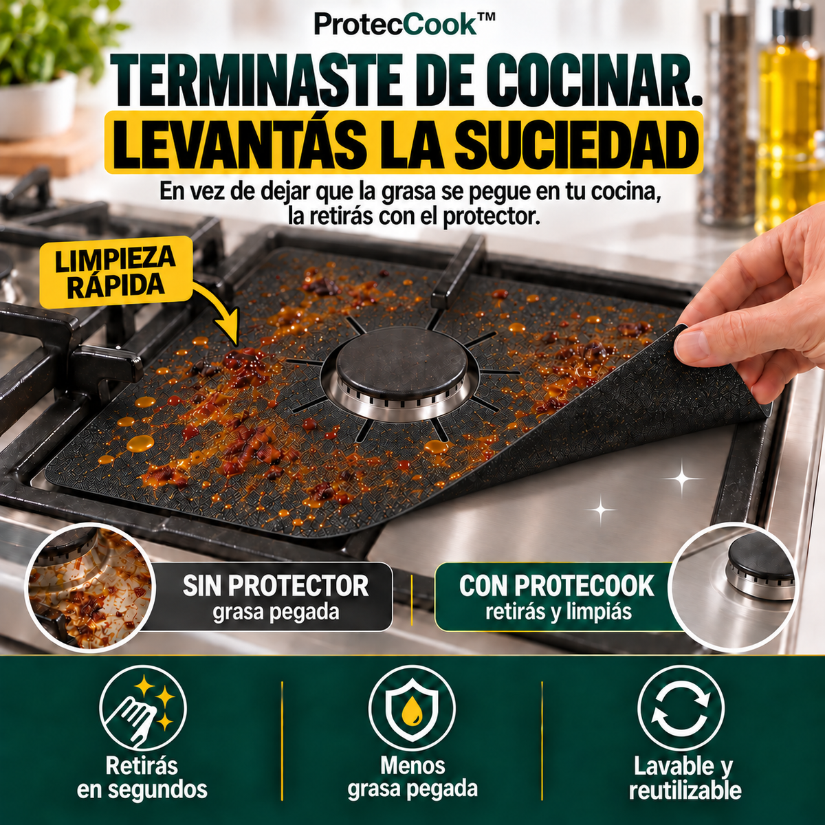 ProtecCook PREMIUM™ | Protector Antigrasa para Hornallas