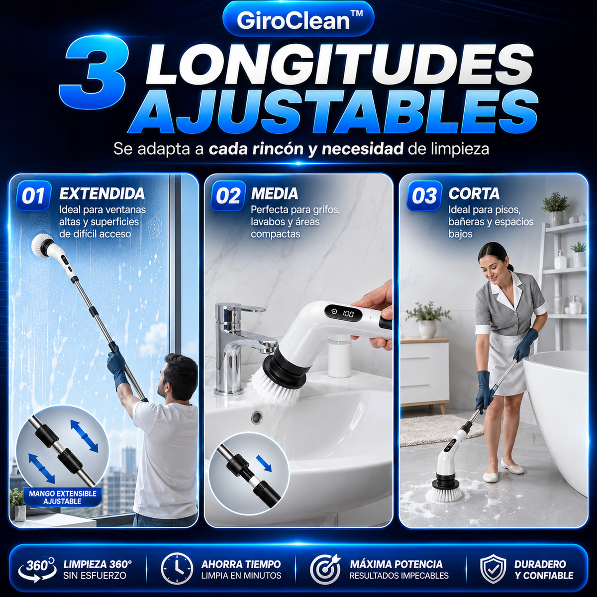 GiroClean™ | Cepillo Eléctrico 9 en 1 | Limpiá sin esfuerzo