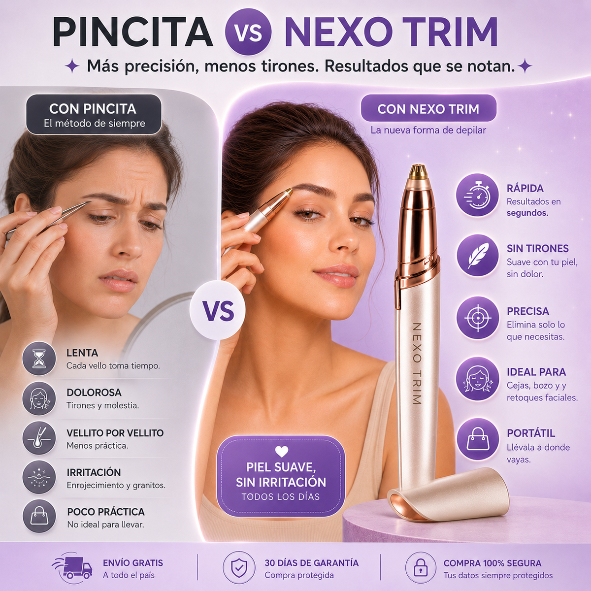 Depiladora Facial de Precisión™ | Elimina el Vello Sin Tirones