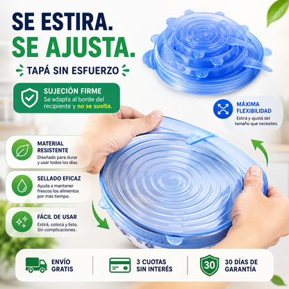 SellaFlex™ | Tapas Ajustables para Conservar Alimentos - Pack x6
