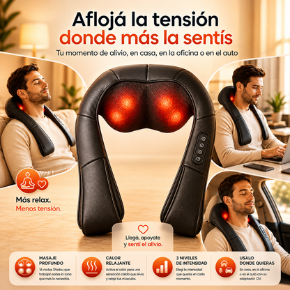CalmaFlex™ | Masajeador Shiatsu con Calor para Todo el Cuerpo