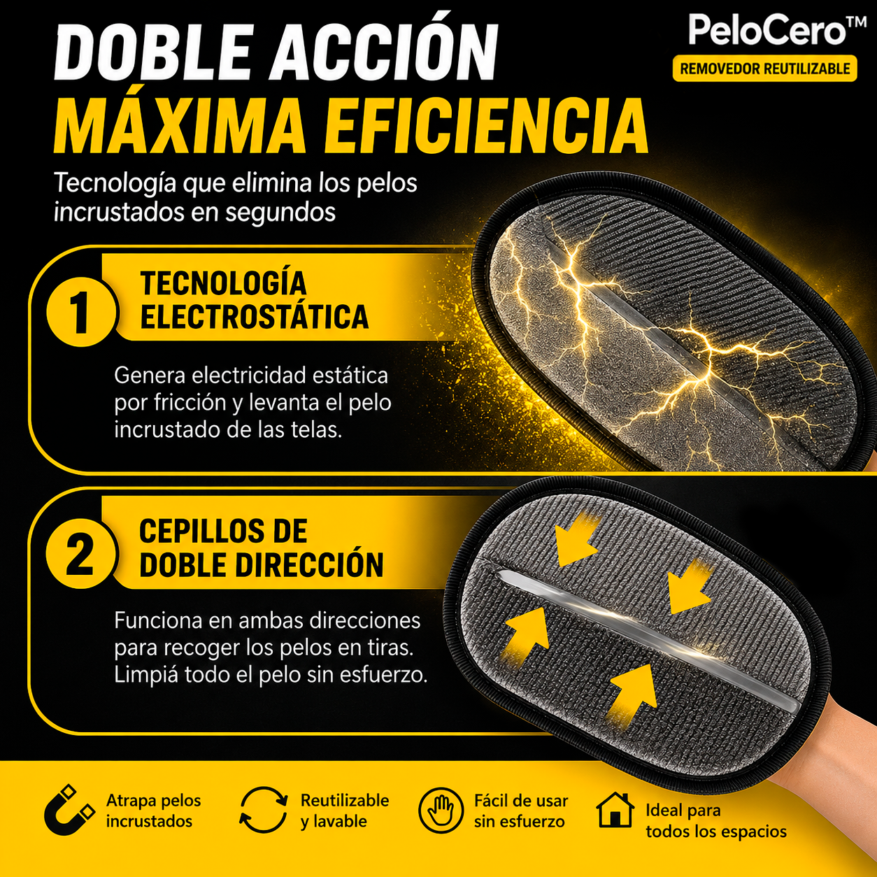 PeloCero™ | Removedor Reutilizable | Elimina Pelos de Mascotas en Minutos