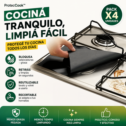 ProtecCook™ | Protector Antigrasa Reutilizable para Hornallas - Pack x4