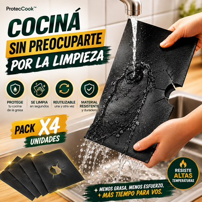 ProtecCook™ | Protector Antigrasa Reutilizable para Hornallas - Pack x4