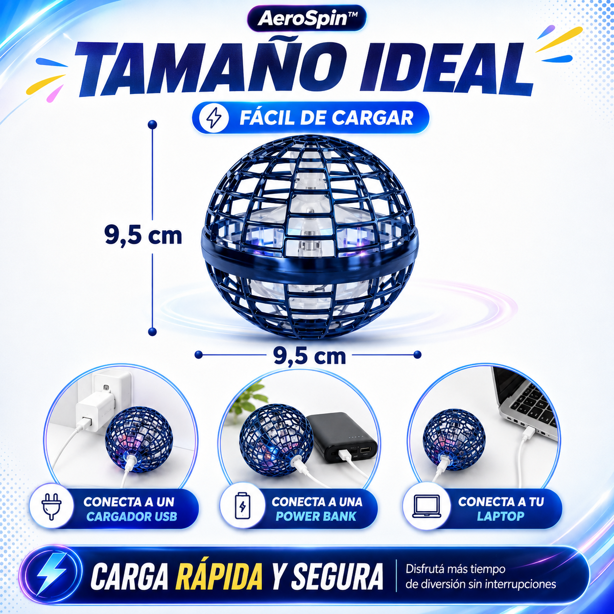 AeroSpin™ | Pelota Voladora LED | La Mejor Sorpresa del Día del Niño