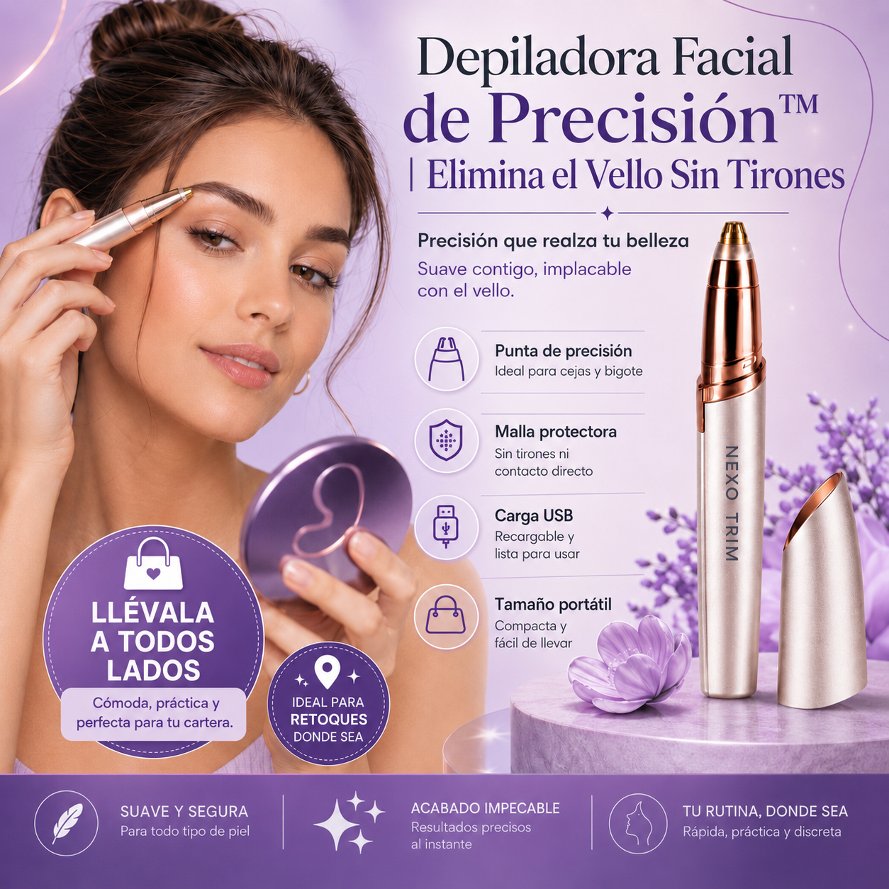 Depiladora Facial de Precisión™ | Elimina el Vello Sin Tirones