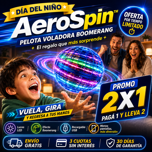 AeroSpin™ | Pelota Voladora LED | La Mejor Sorpresa del Día del Niño