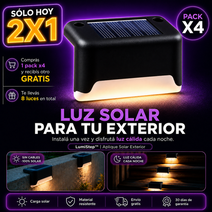 LumiStep™ | Aplique Solar Exterior X4 | Luz Nocturna Sin Obras ni Electricidad
